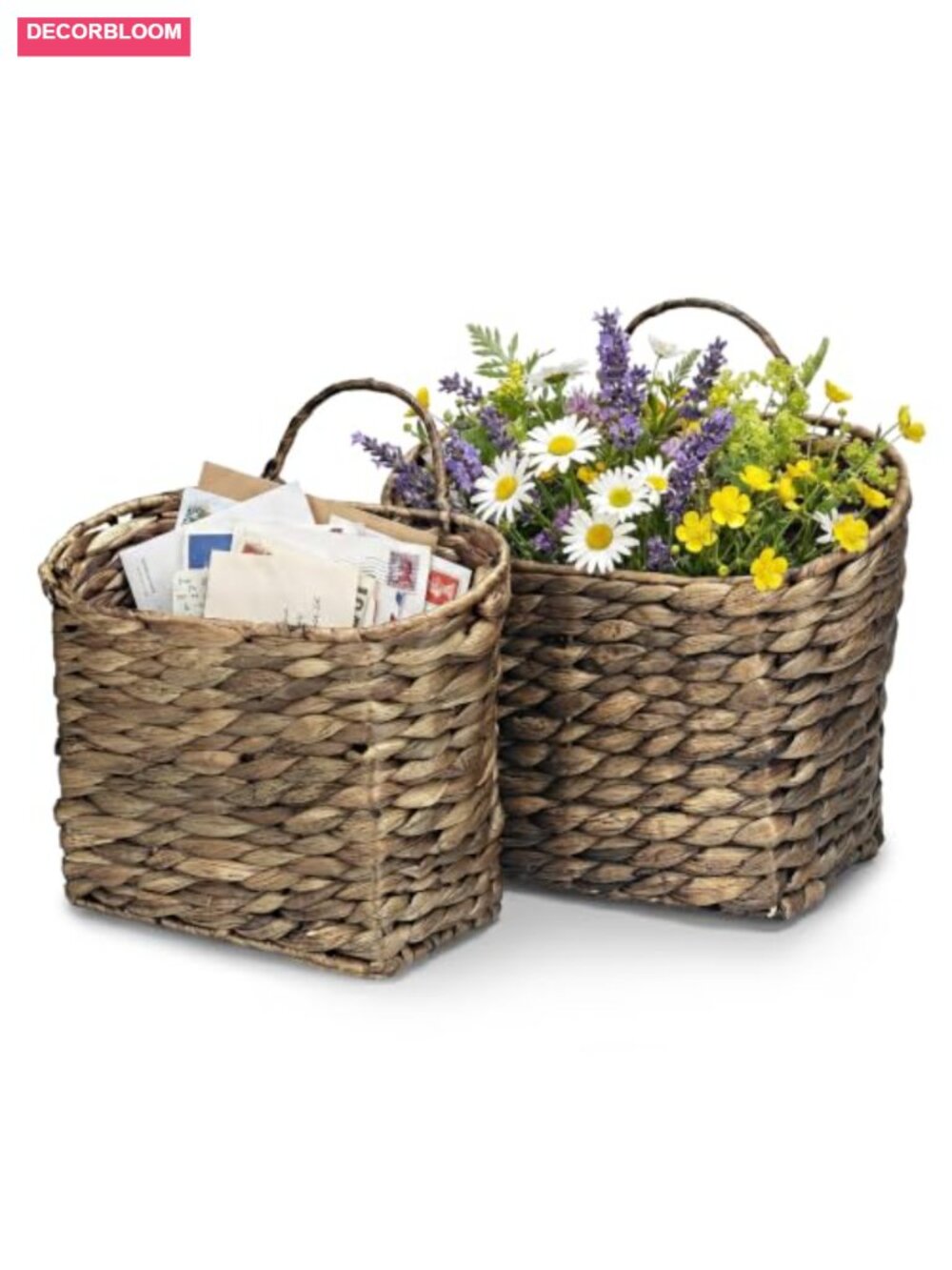 Handwoven Water Hyacinth Wicker Hanging Basket Set of 2